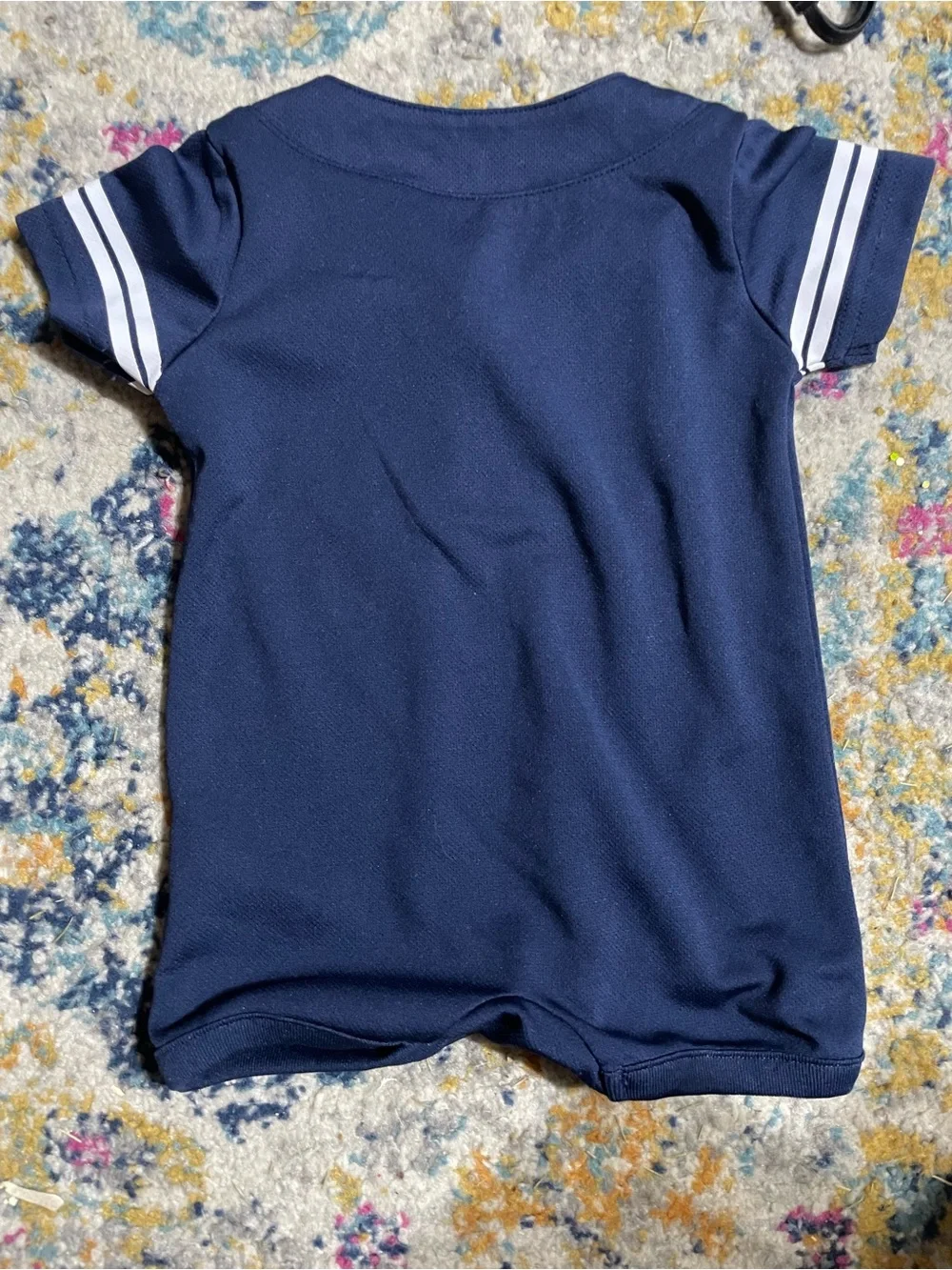 Navy Detroit Tigers Baby Romper with Orange 'D' Logo